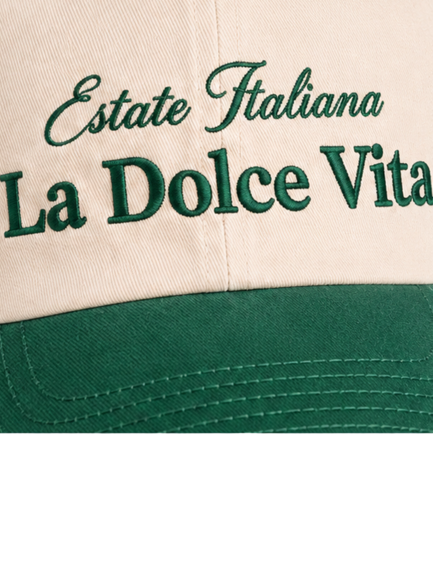 Cappellino Bicolor Natural/Vintage Bottle Green La Dolce Vita