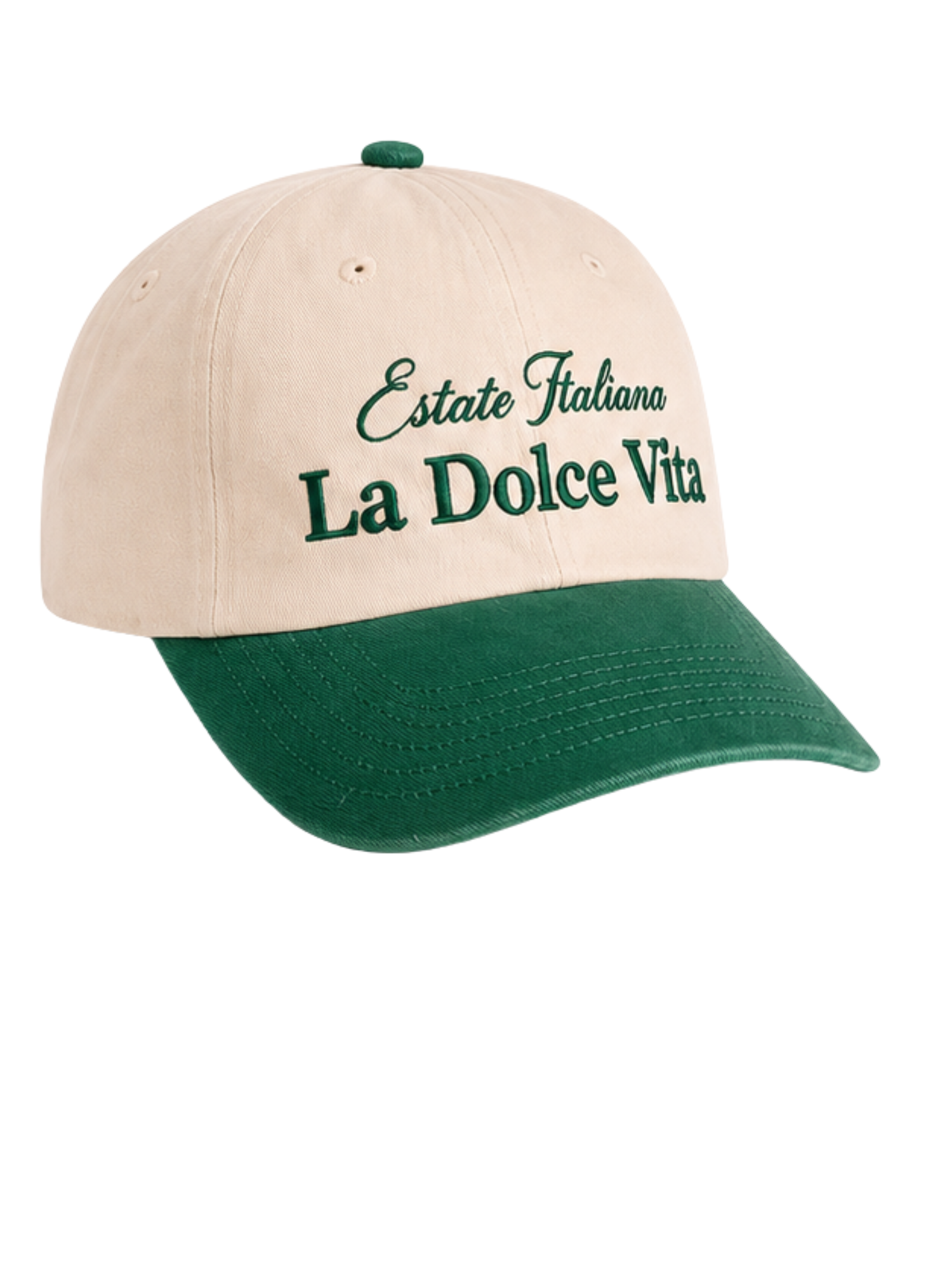 Cappellino Bicolor Natural/Vintage Bottle Green La Dolce Vita
