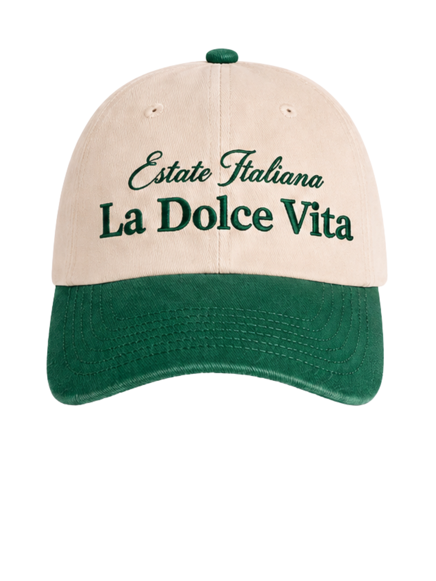 Cappellino Bicolor Natural/Vintage Bottle Green La Dolce Vita