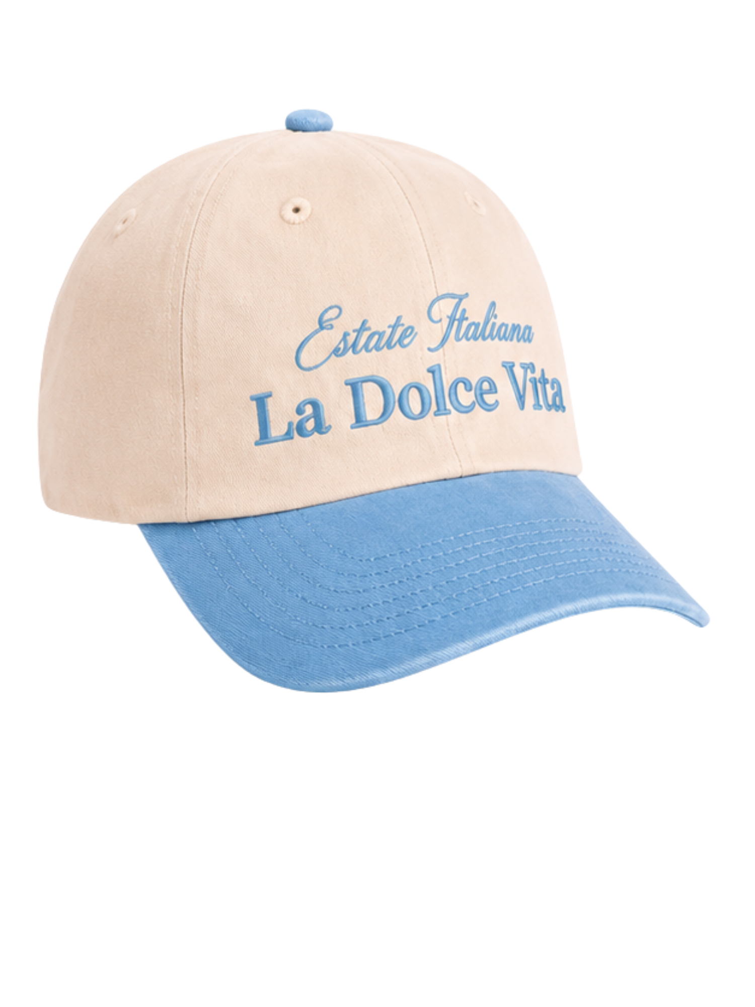 Cappellino Bicolor Natural/Vintage Light Blue La Dolce Vita