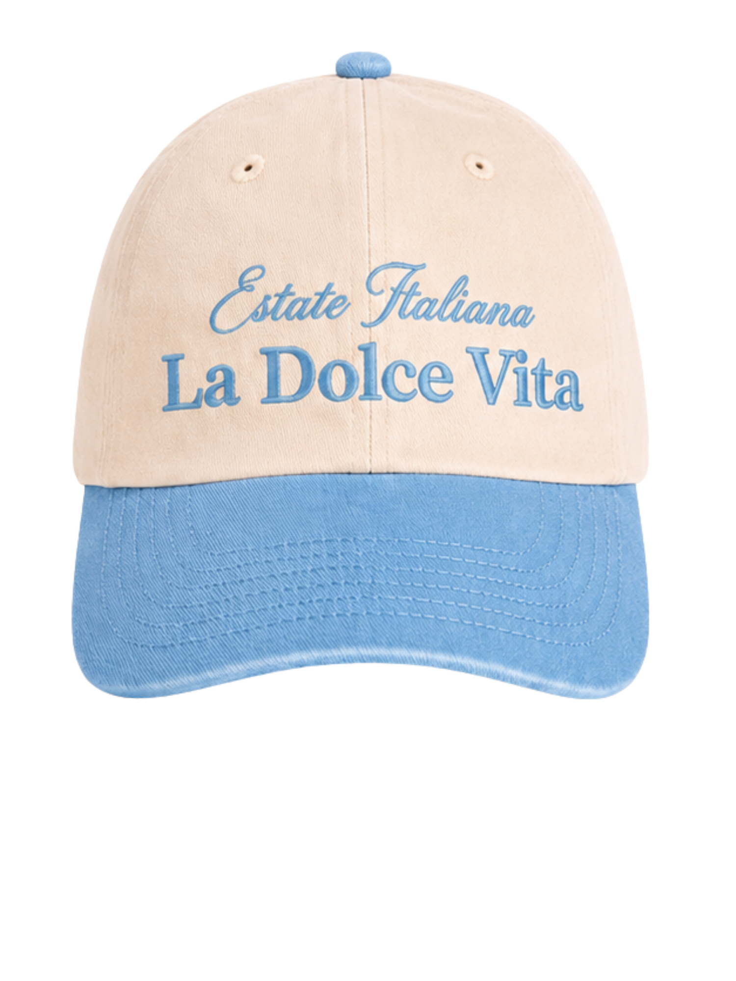 Cappellino Bicolor Natural/Vintage Light Blue La Dolce Vita