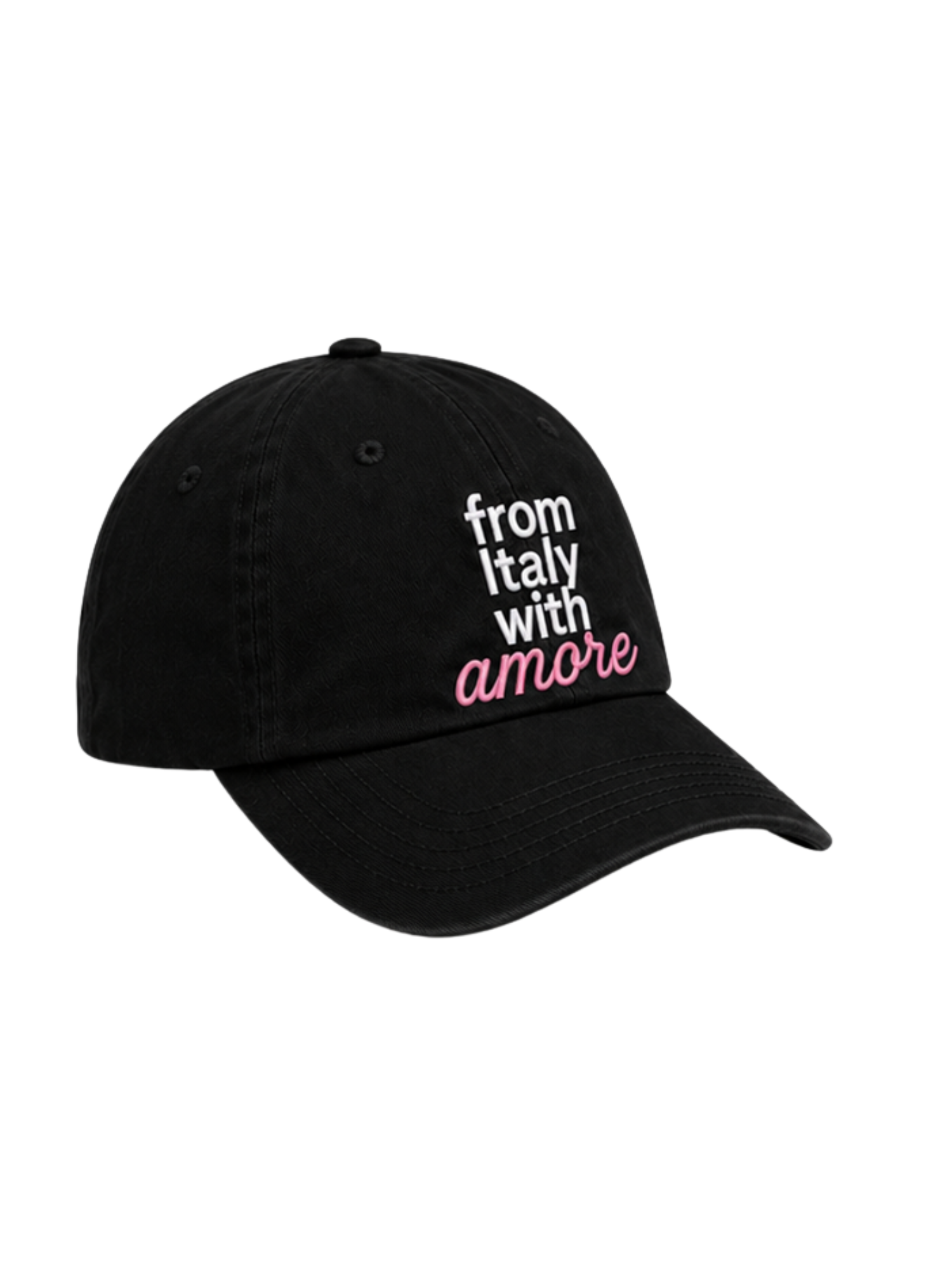 Cappellino Nero Logo Rosa