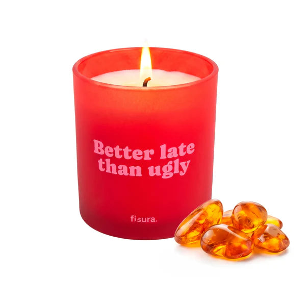 Candela in vetro “Better late than ugly”