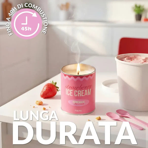 Candela in latta di metallo “Strawberry ice cream”