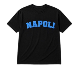 T-shirt Nera Napoli Floccato Azzurra